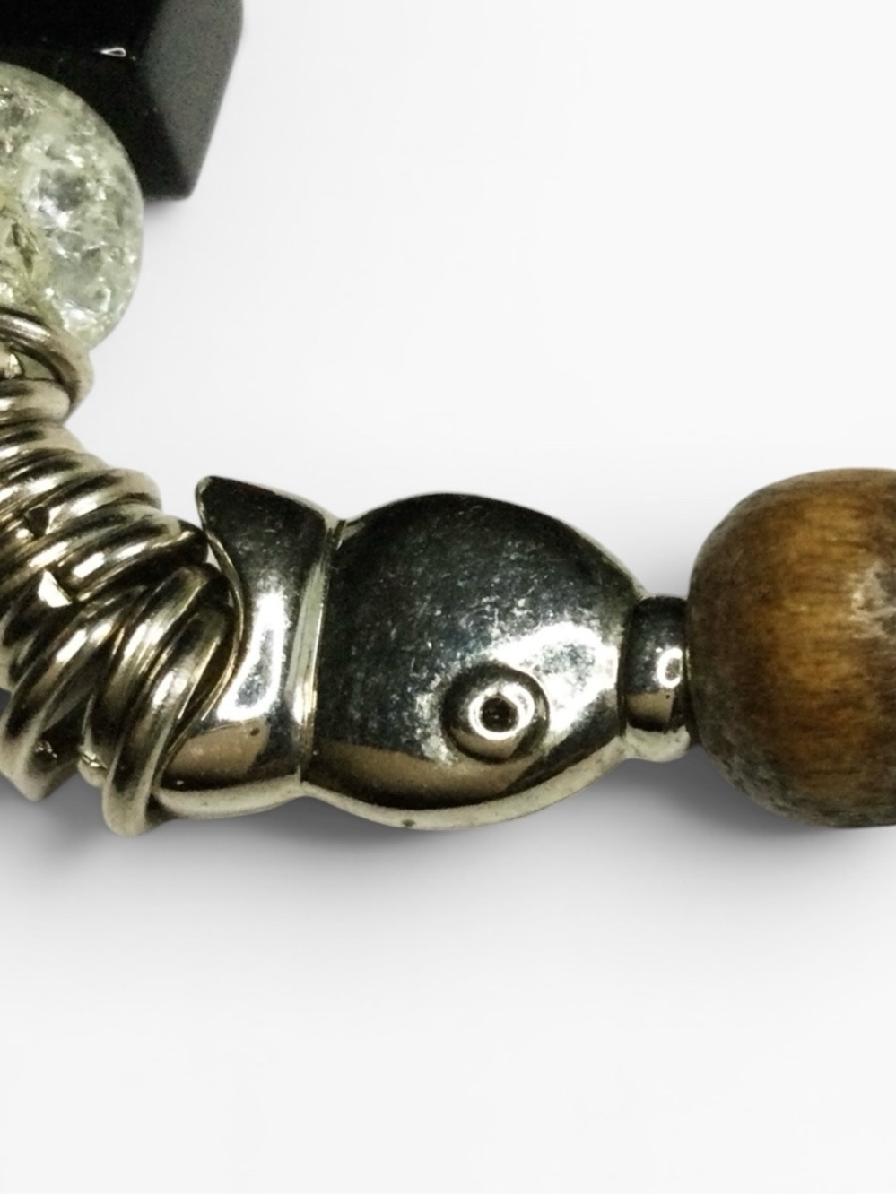 Vtg Artisan Christmas Stretch Bracelet – Mixed Beads with Star Cross Dove Charms - Picture 11 of 16